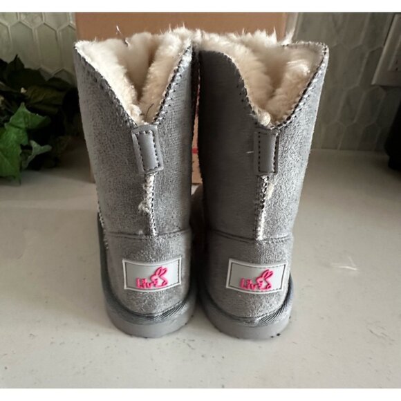 Liv Boots LV888 Gray Shearling-Lined Suede Ankle Boots For Kids Size L - Picture 3 of 9